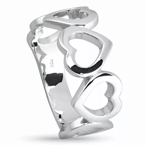 Breed hart ring in zilver