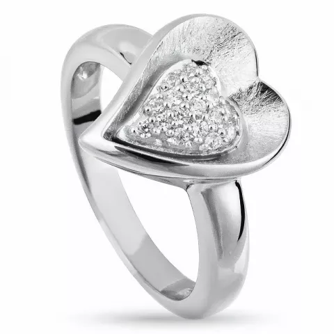 Elegant hart zirkoon ring in zilver