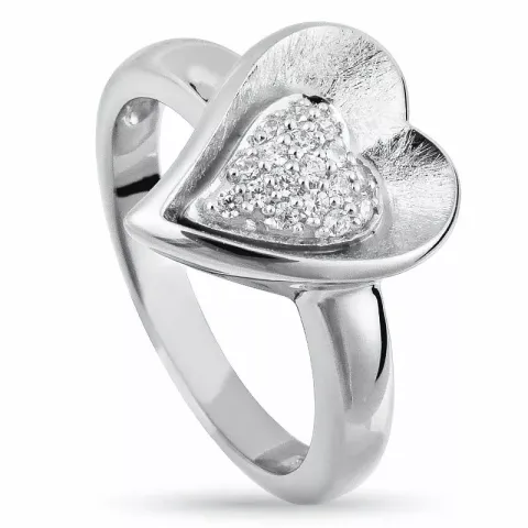 Elegant hart zirkoon ring in zilver