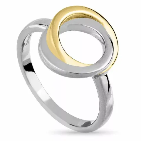 cirkel vingerring in zilver met verguld sterlingzilver