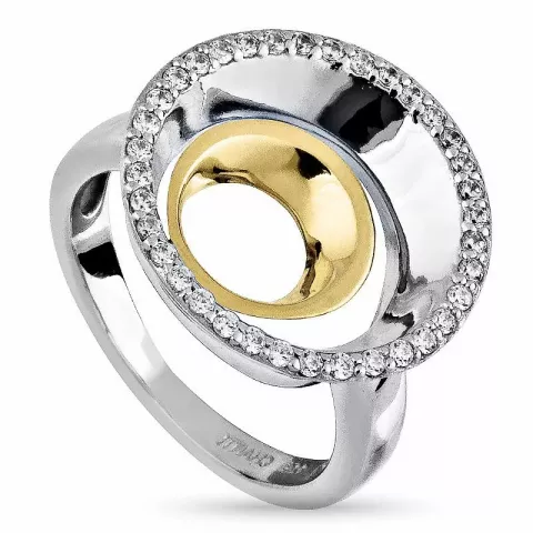 Elegant rond zirkoon ring in zilver met verguld sterlingzilver