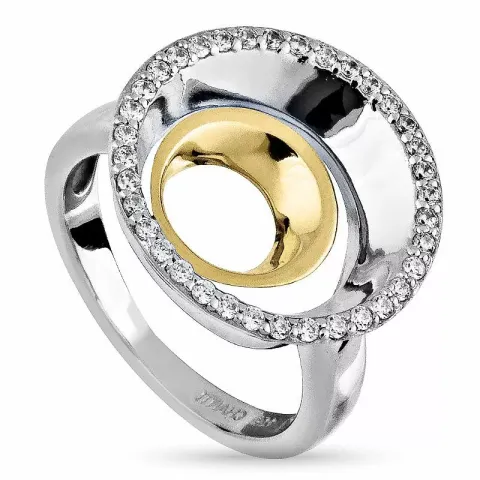 Elegant rond zirkoon ring in zilver met verguld sterlingzilver