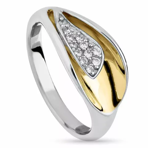 Schattige abstract zirkoon ring in zilver met verguld sterlingzilver