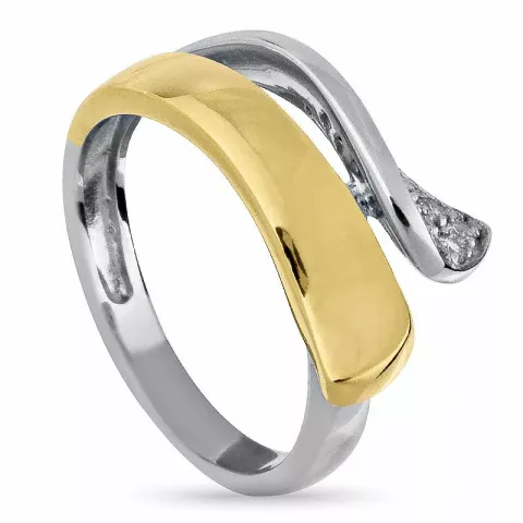 Sculpturall abstract zirkoon ring in verguld sterlingzilver met zilver