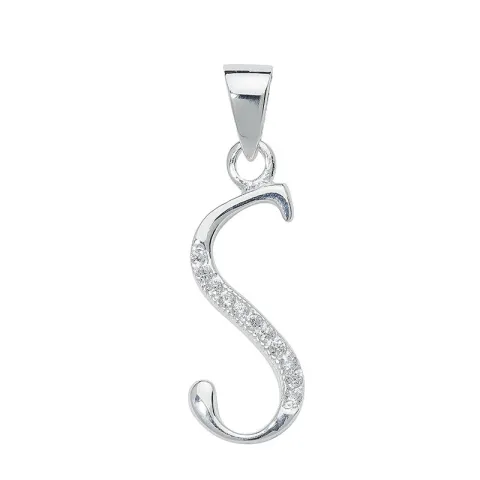 letter s zirkoon hanger in zilver