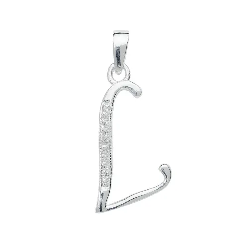 letter l zirkoon hanger in zilver