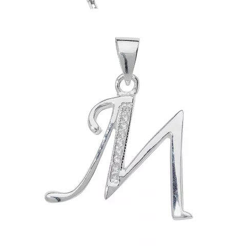 letter m zirkoon hanger in zilver