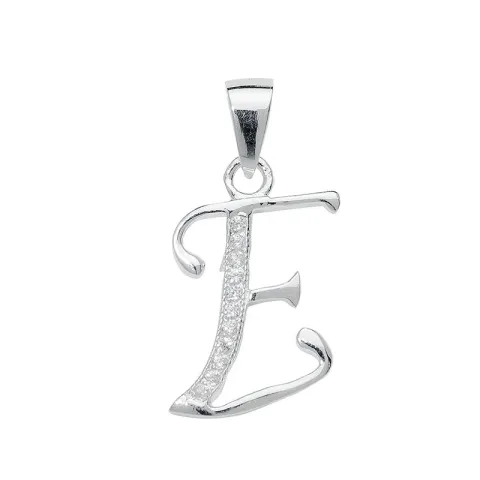 letter e zirkoon hanger in zilver