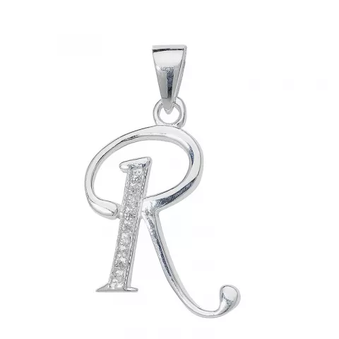 letter r zirkoon hanger in zilver