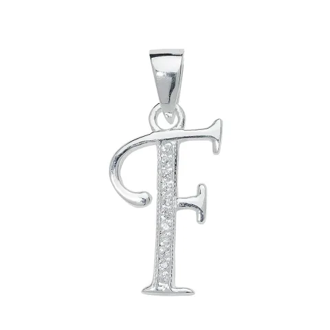 letter f zirkoon hanger in zilver