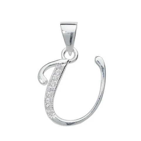 letter u zirkoon hanger in zilver