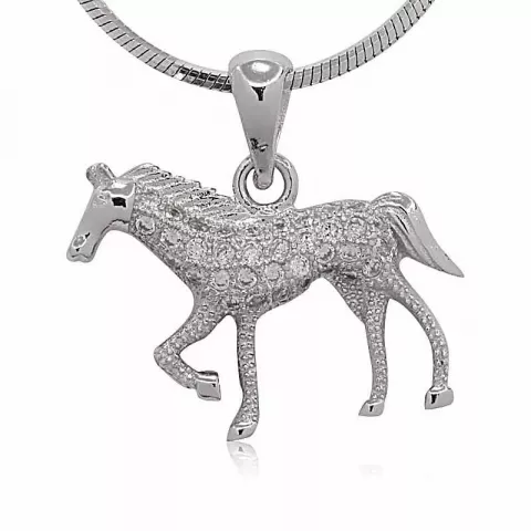 Paarden zirkoon hanger in zilver