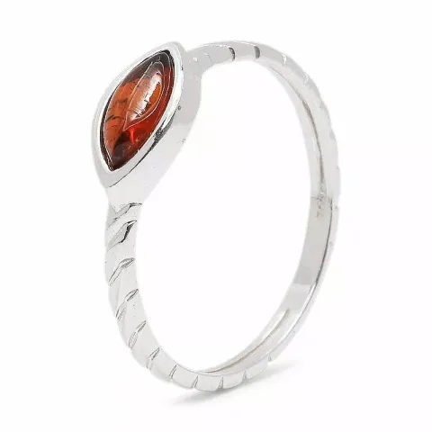 ovale barnsteen ring in zilver