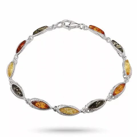 veelkleurig barnsteen armband in zilver