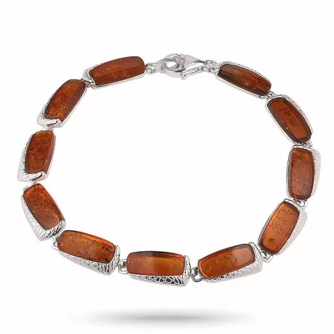 vierkant barnsteen armband in zilver