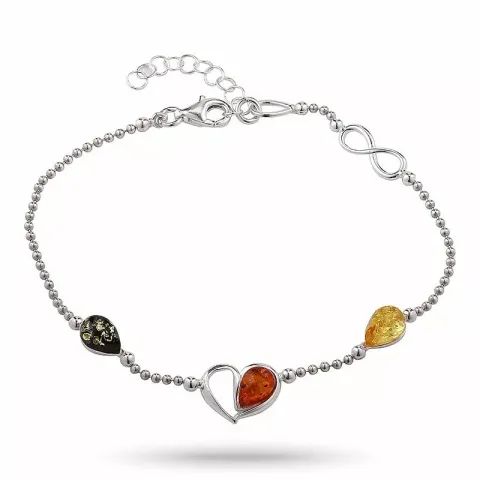 hart veelkleurig barnsteen armband in zilver