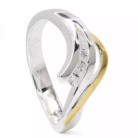 zirkoon ring in zilver met verguld sterlingzilver