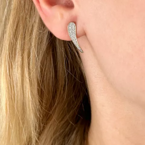 18 mm zirkoon oorsteker in verguld sterlingzilver