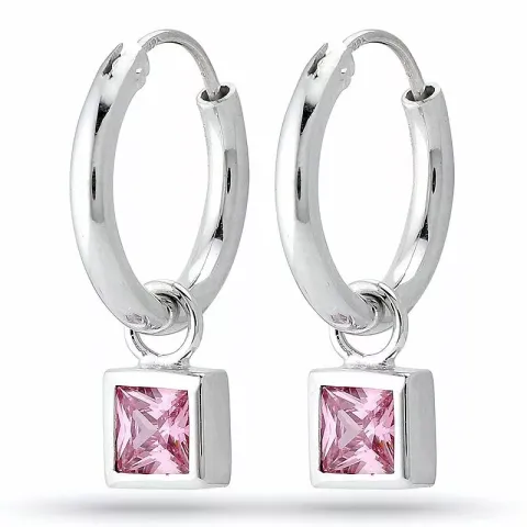 14,5 mm pink zirkoon creool in zilver