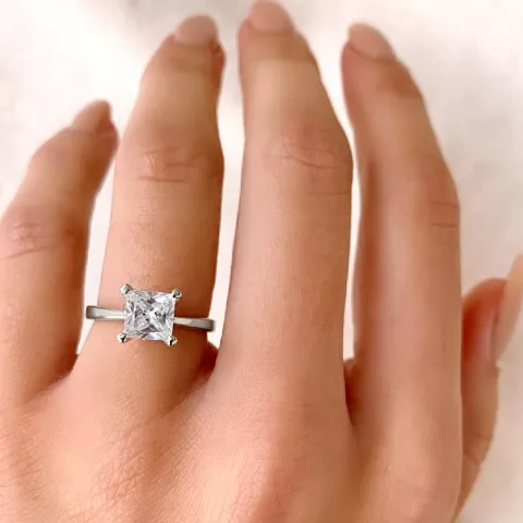 Vierkant zirkoon vinger ringen in zilver