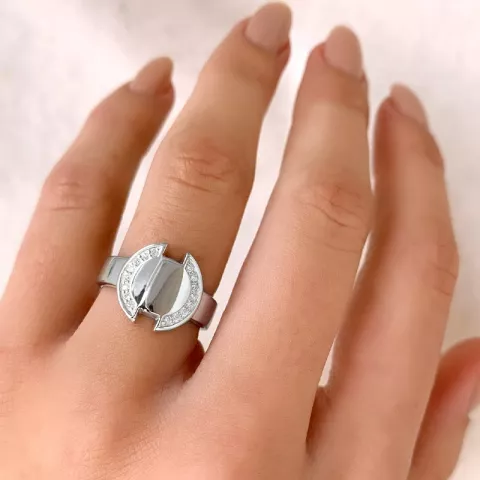 Glanzend zirkoon zilver ring in zilver