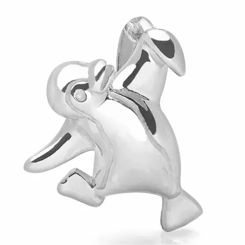 pinguin hanger in gerodineerd zilver