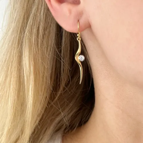 Glanzende lange oorbellen in verguld sterlingzilver