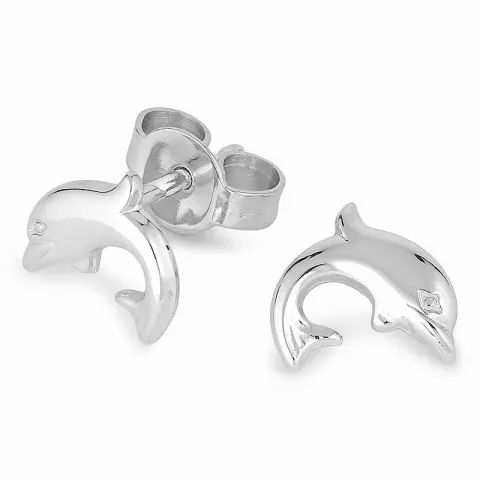 dolfijn oorbellen in gerodineerd zilver