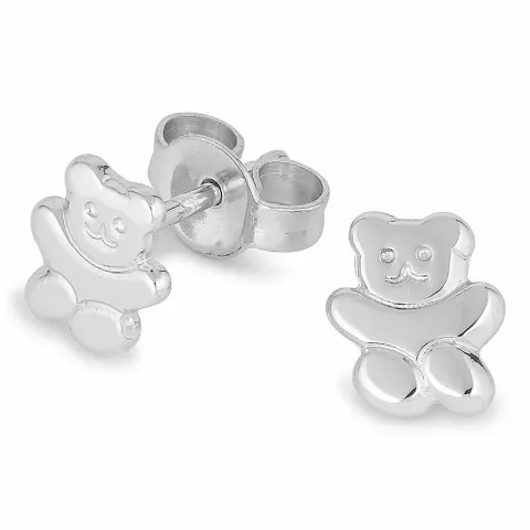 teddybeer oorbellen in gerodineerd zilver