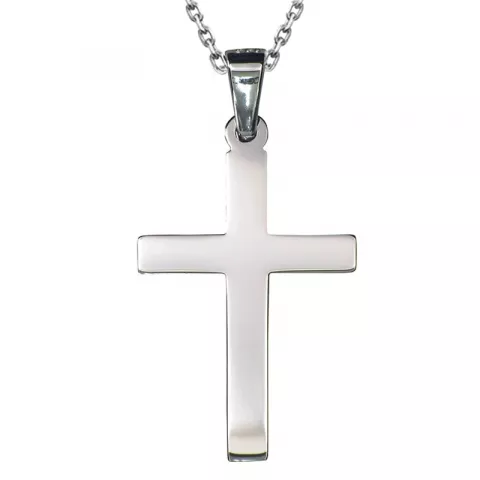 kruis hanger met ketting in zilver