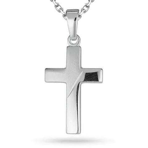 kruis ketting in zilver met hanger in zilver