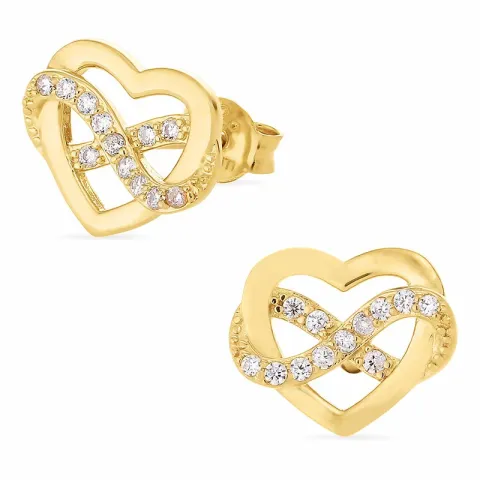 hart zirkoon oorsteker in zilver met verguld sterlingzilver