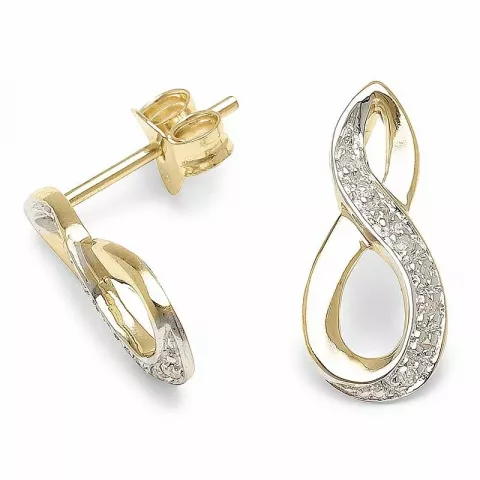 Infinity oorbellen in 9 karaat goud met diamant 
