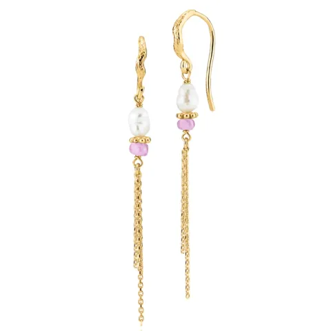 Sistie Betty pink parel ketting oorbellen in verguld sterlingzilver
