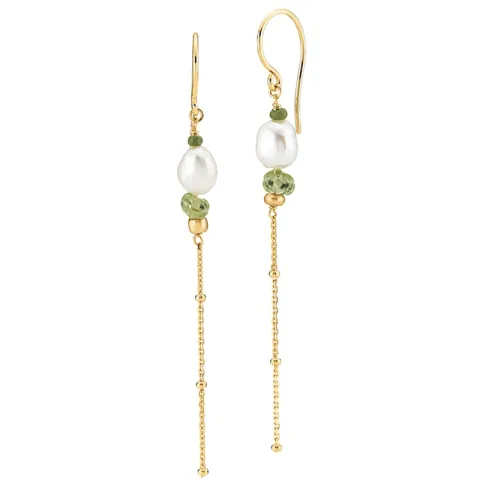 Sistie Beach groene parel ketting oorbellen in verguld sterlingzilver