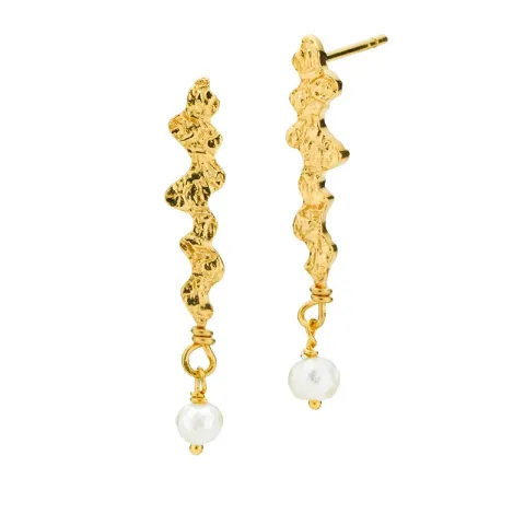 Sistie Coco parel oorbellen in verguld sterlingzilver