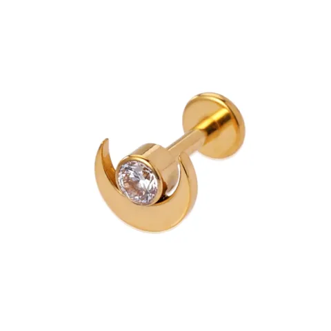 Sistie2ND Hella maan piercing in verguld staal witte zirkoon