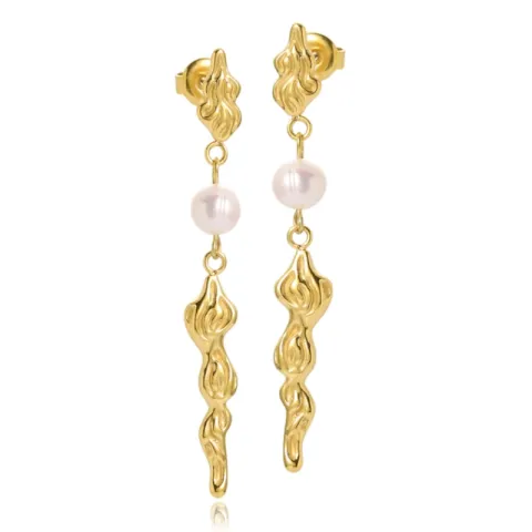 Sistie2ND Freja parel ketting oorbellen in verguld staal