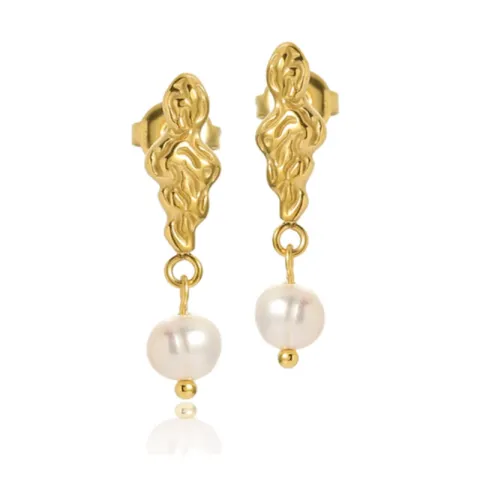 Sistie2ND Freja parel ketting oorbellen in verguld staal