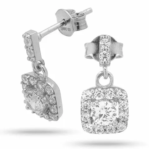 Lange vierkant oorsteker in zilver