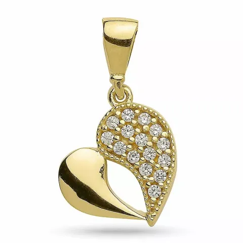 Hart zirkoon hanger in verguld sterlingzilver