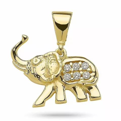 testsieraad olifant zirkoon hanger in verguld sterlingzilver