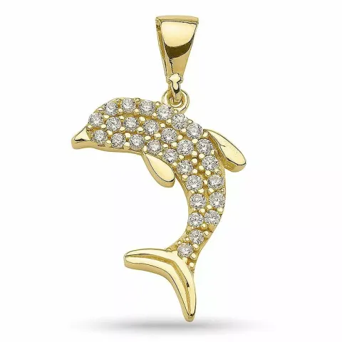 testsieraad dolfijn zirkoon hanger in verguld sterlingzilver