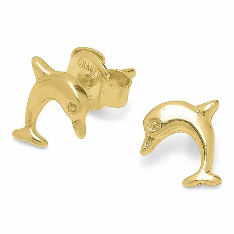Glanzende dolfijn oorbellen in verguld sterlingzilver