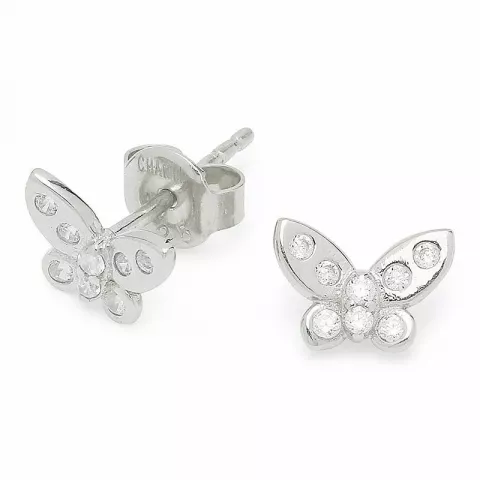 vlinder zirkoon zilver oorbellen in zilver