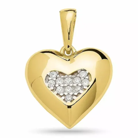 hart zirkoon hanger in verguld zilver met rhodinatie