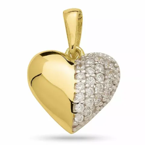 hart zirkoon hanger in verguld zilver met rhodinatie