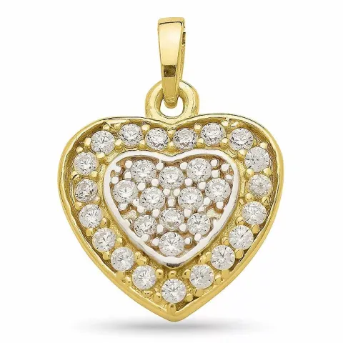 hart zirkoon hanger in verguld zilver met rhodinatie