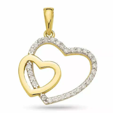 testsieraad hart zirkoon hanger in verguld zilver met rhodinatie