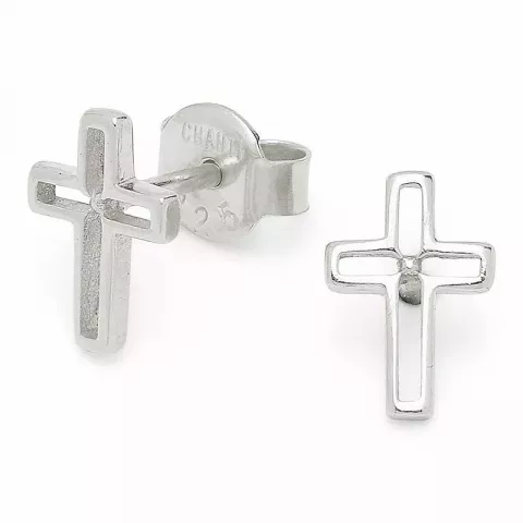 testsieraad kruis zilveren oorstekers in zilver